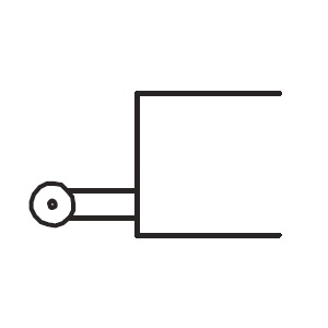 Símbolo hidráulico de accionamiento tipo rodillo palpador para válvula de control direccional